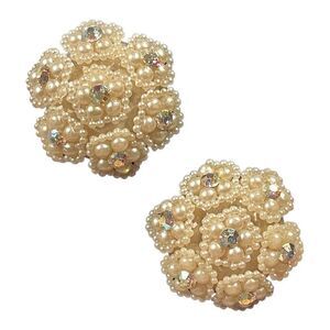 Vintage clip on Rhinestone and Pearl Clip-on Earrings